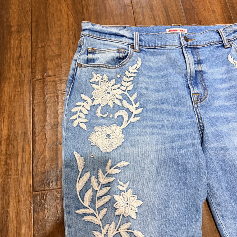 Johnny Was The Boyfriend Jean Malika Embroidered Denim Womens 33 Blue - Picture 3 of 9